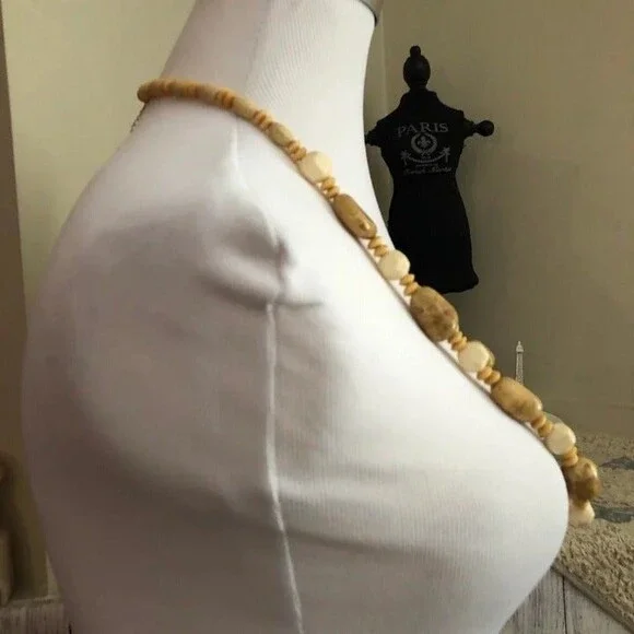 Long Wooden Beaded Necklace - Picture 3 of 6